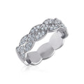 14K White Gold Round Diamond Prong Set Designer Couple Band 5/8 Cttw