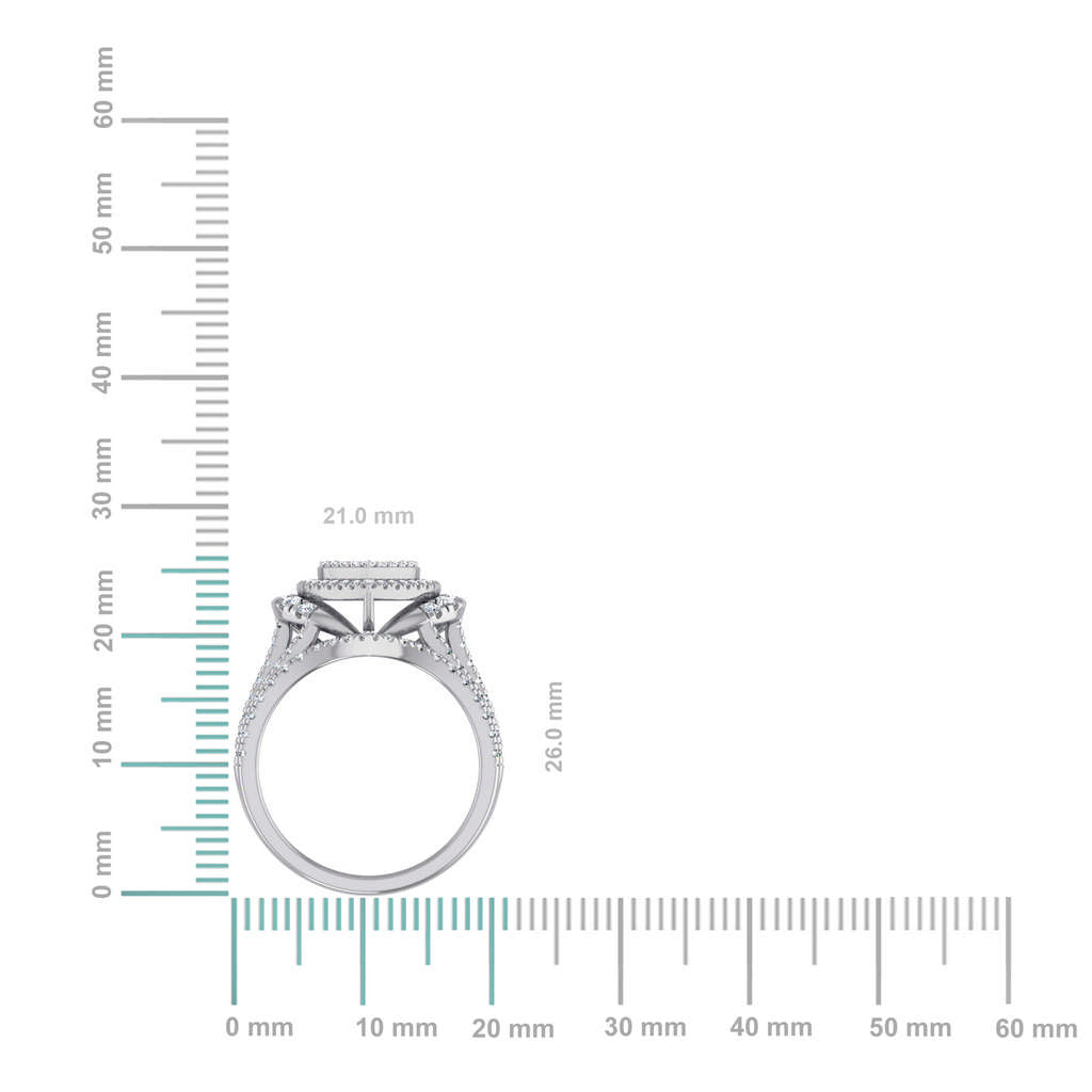 10K White Gold Womens Round Diamond Big Bridal Heart Shape Ring 1 Cttw