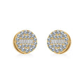 10K Yellow Gold Round Baguette Diamond Cluster Stud Earring 3/8 Cttw