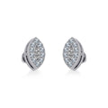 10K White Gold Baguette Diamond Marquise Shape Stud Earring 1/8 Cttw