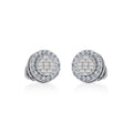 10K White Gold Round Baguette Diamond Stud Earring 1/3 Cttw