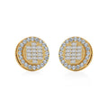 10K Yellow Gold Round Baguette Diamond Cluster Stud Earring 5/8 Cttw