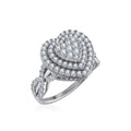 10K White Gold Round Diamond Two Row Heart Shape Womens Ring SZ 7 1 Cttw
