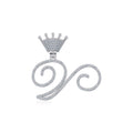 10K White Gold Round Diamond Crown V Letter Initial Pendant 1/4 Cttw