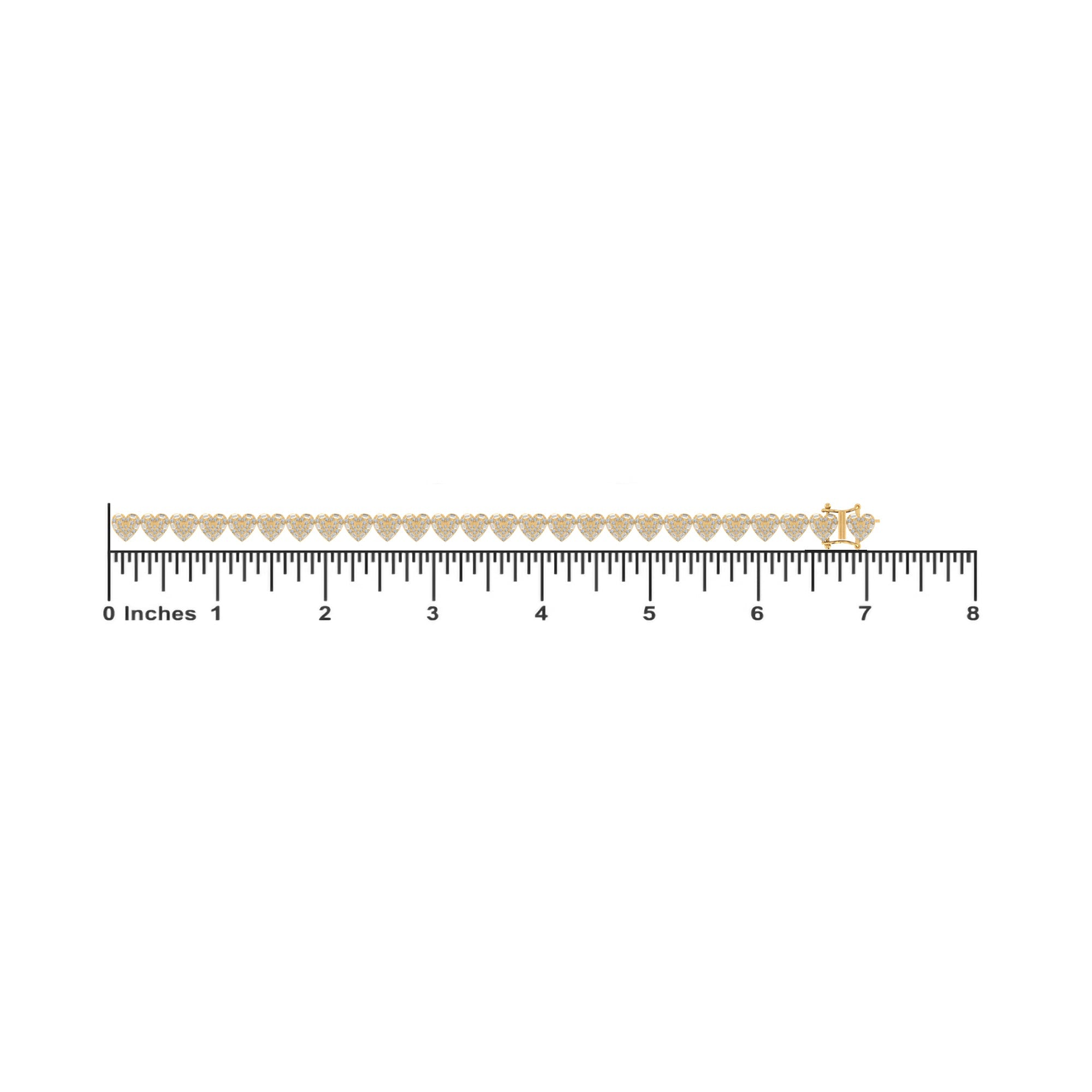 10K Yellow Gold Round Diamond Heart Designer 7 Inch Bracelet 2-7/8 Cttw