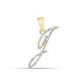 10K Yellow Gold Round Diamond J Letter Initial Pendant 1/10 Cttw