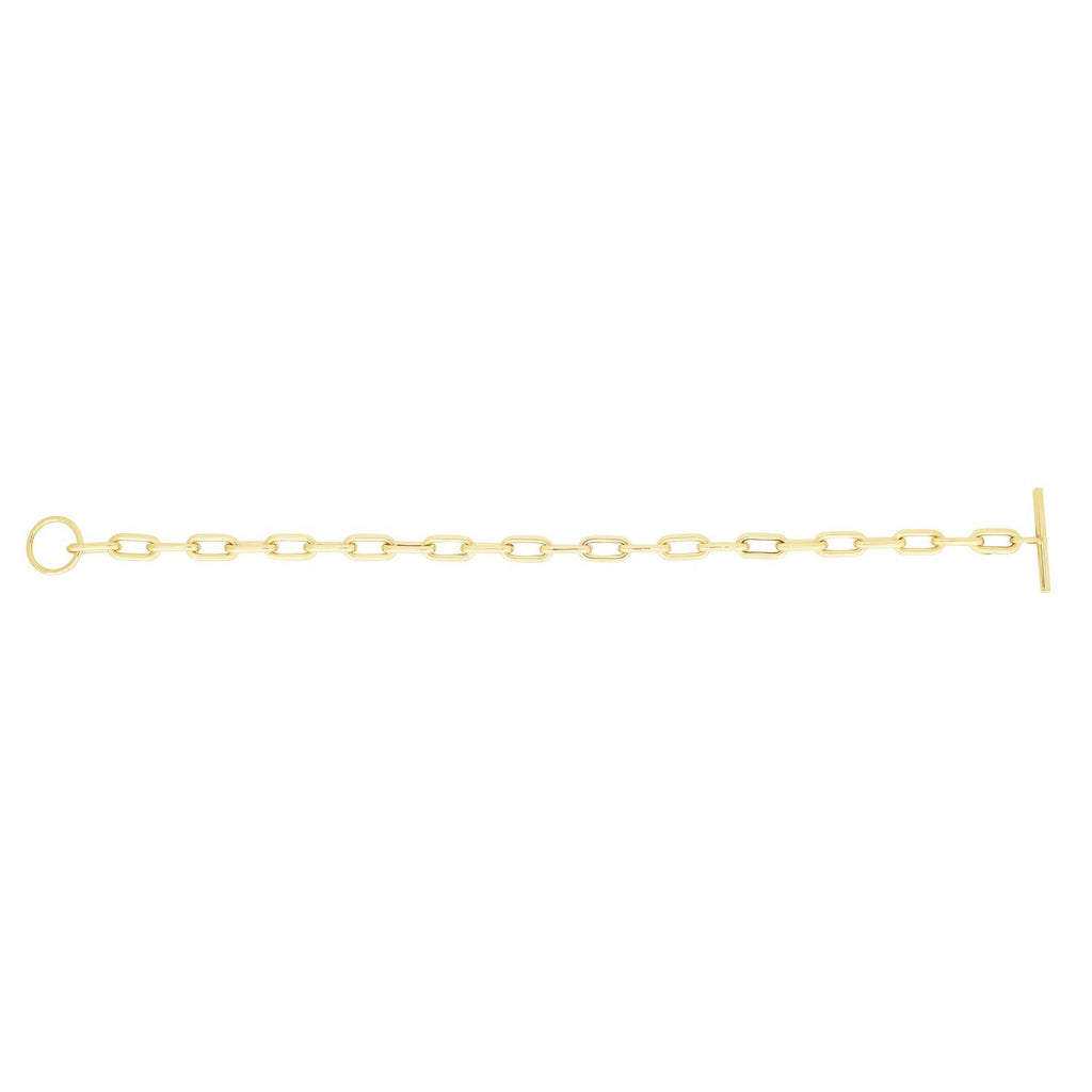 14K Yellow Gold Paperclip Toggle Link Necklace