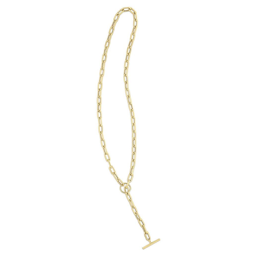 14K Yellow Gold Paperclip Toggle Link Necklace