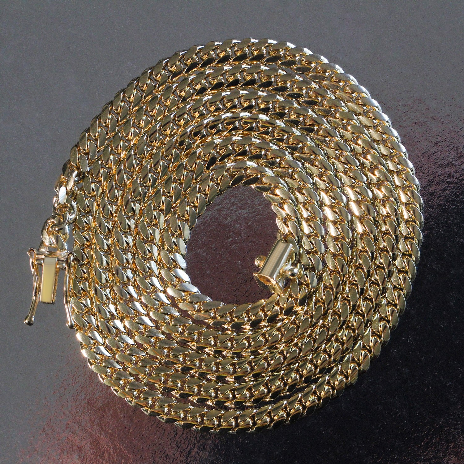 4.0mm 14k Yellow Gold Classic Solid Miami Cuban Chain
