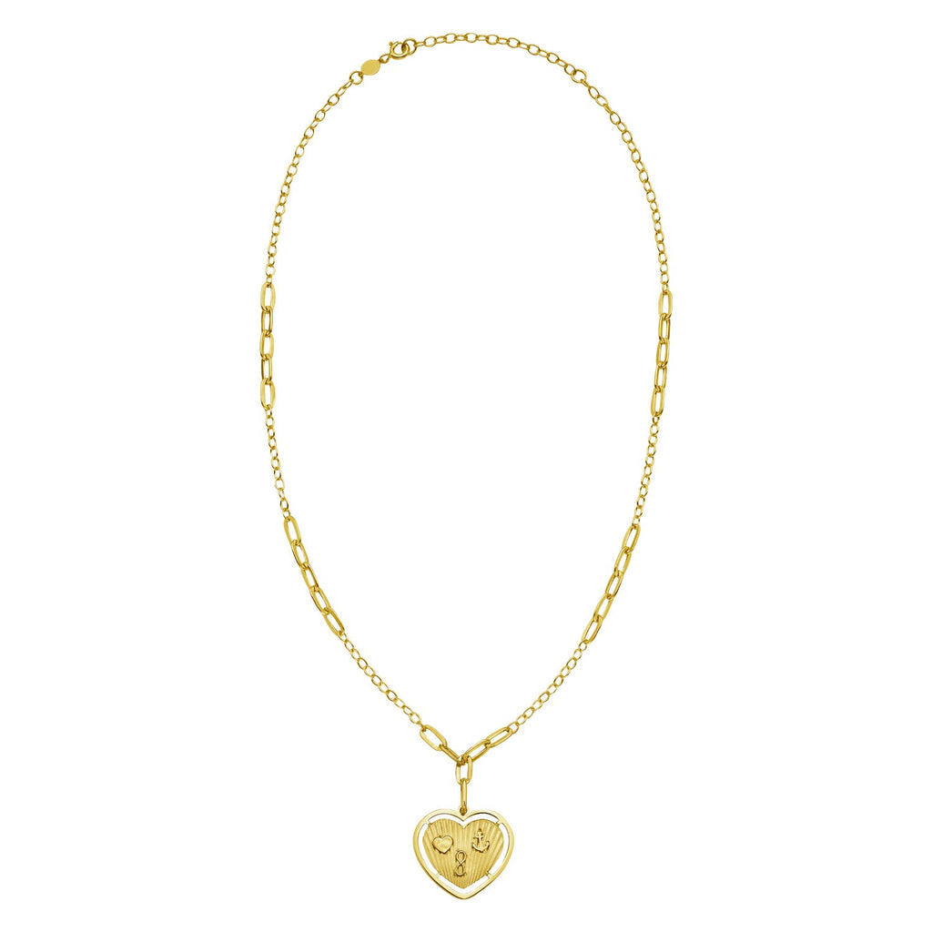 14K Yellow Gold Lucky Forever Heart Necklace