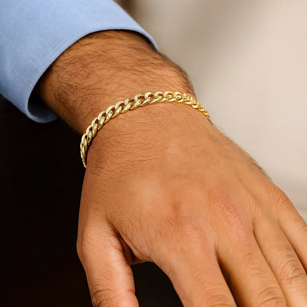 14k Yellow Gold Semi Solid Miami Cuban Bracelet (5.00 mm)