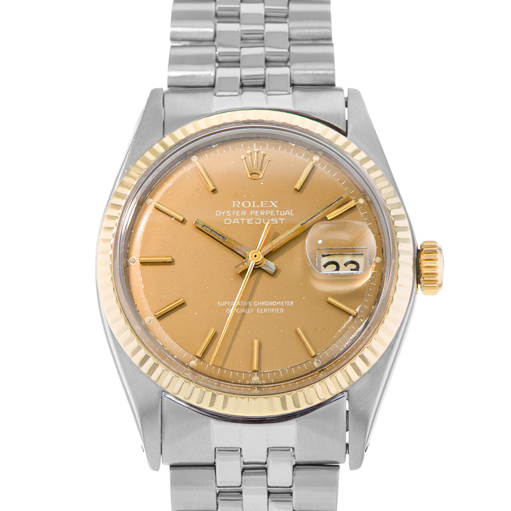 Rolex Datejust 36 Ref. 1601 Champagne Dial Two-Tone Yellow Gold Steel Jubilee Mens Watch Circa 1966