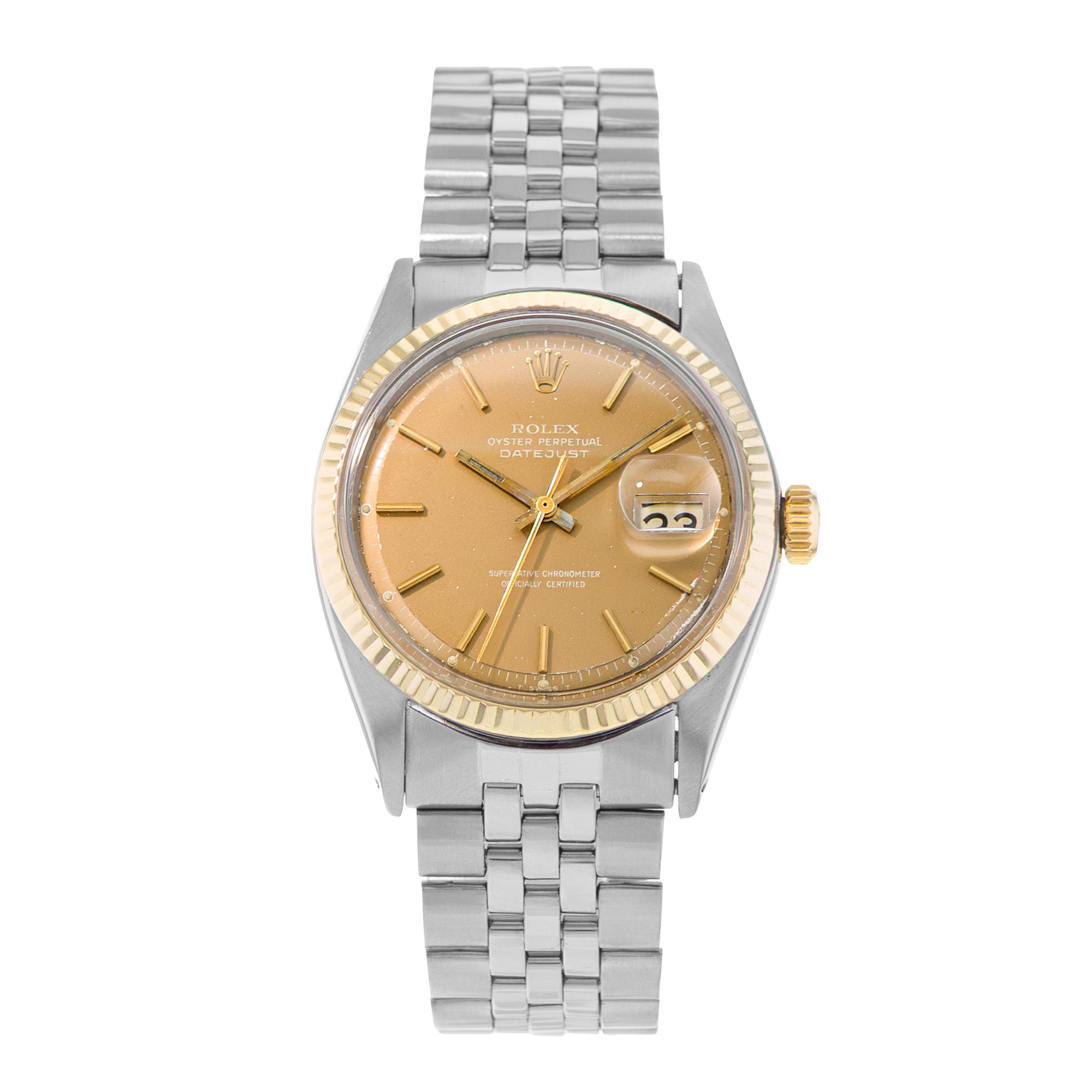 Rolex Datejust 36 Ref. 1601 Champagne Dial Two-Tone Yellow Gold Steel Jubilee Mens Watch Circa 1966