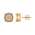 10K Yellow Gold Round Shape Diamond Stud Earrings 1/10 Cttw