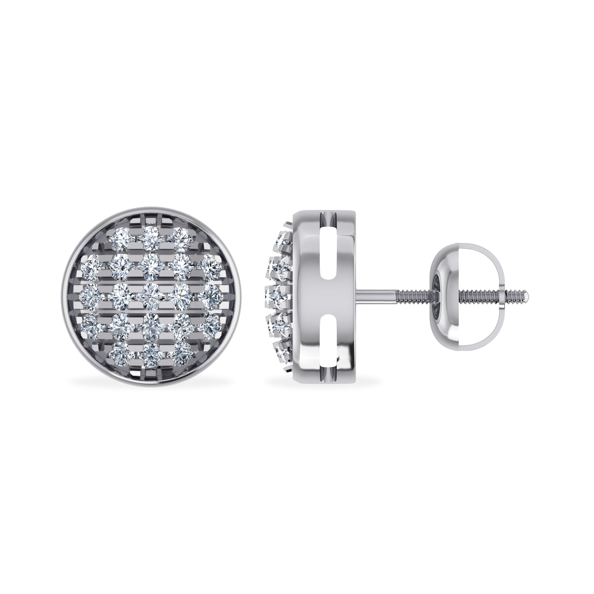 10K White Gold Round Diamond Stud Earrings 1/8 Cttw