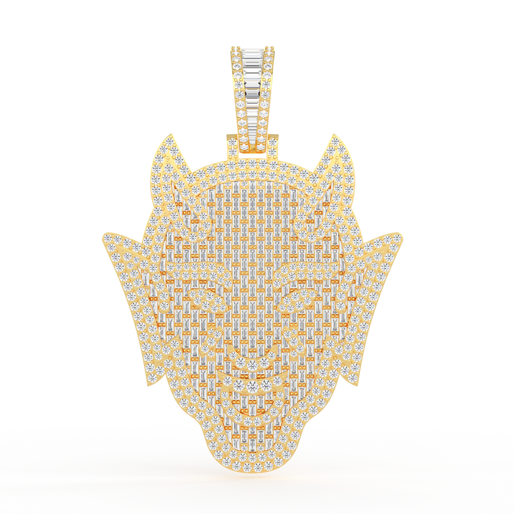 10K Yellow Gold Devil Pendant 4-1/2 Cttw
