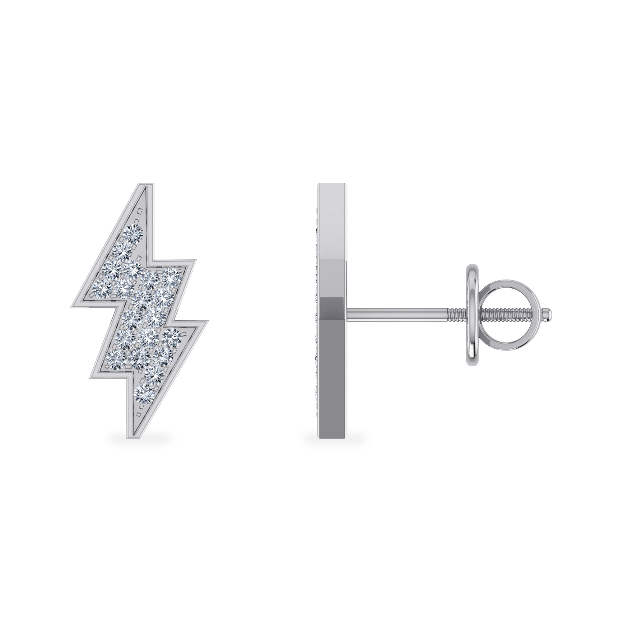 10K White Gold Flash Designer Earrings 1/8 Cttw