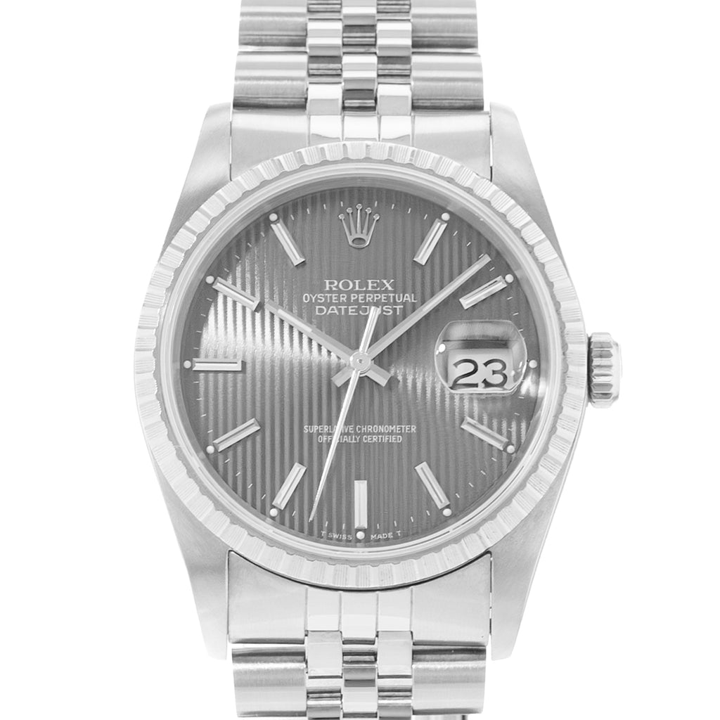 Rolex Datejust 36 16220 Silver Dial Steel Jubilee Bracelet Mens Watch w/ Papers 1989