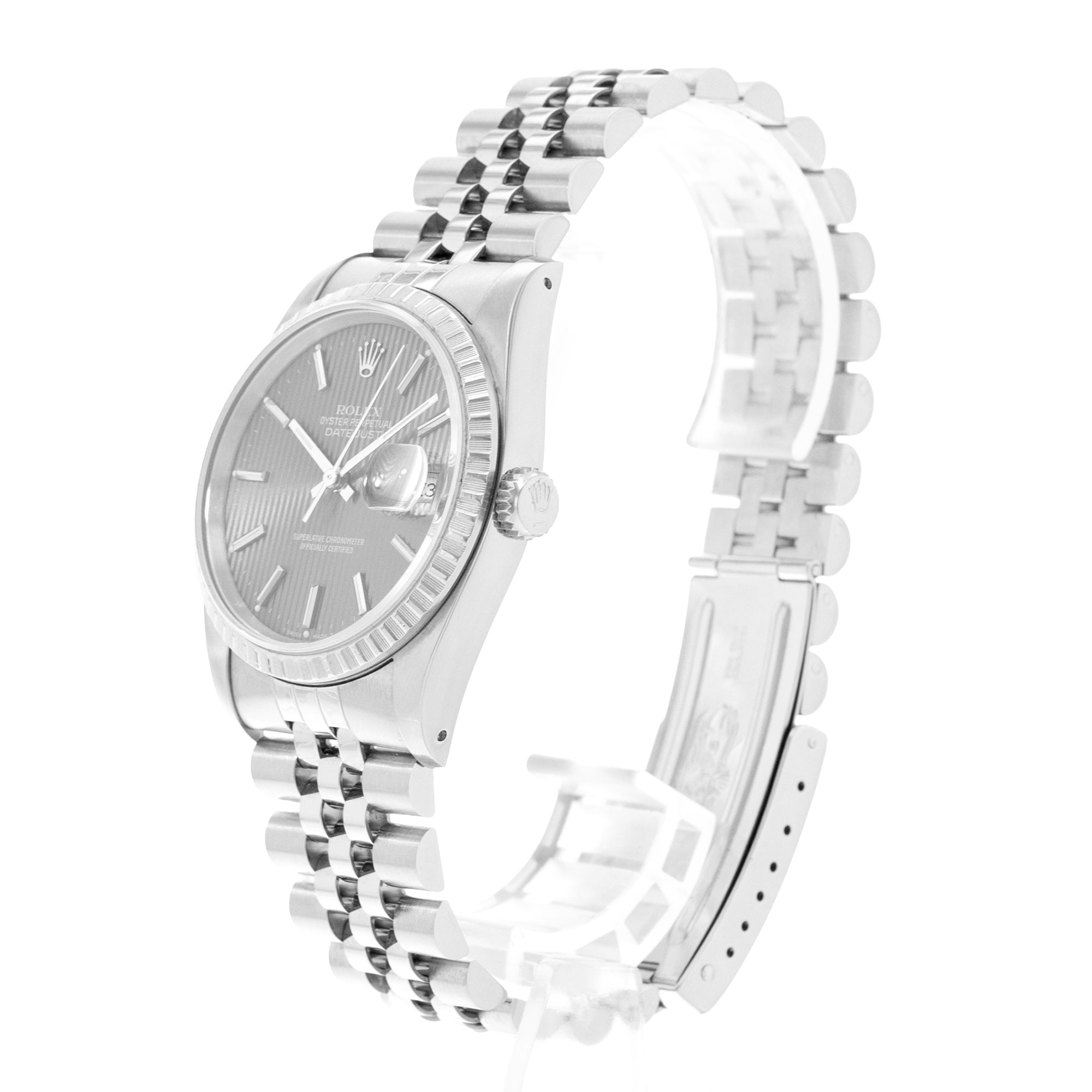 Rolex Datejust 36 16220 Silver Dial Steel Jubilee Bracelet Mens Watch w/ Papers 1989