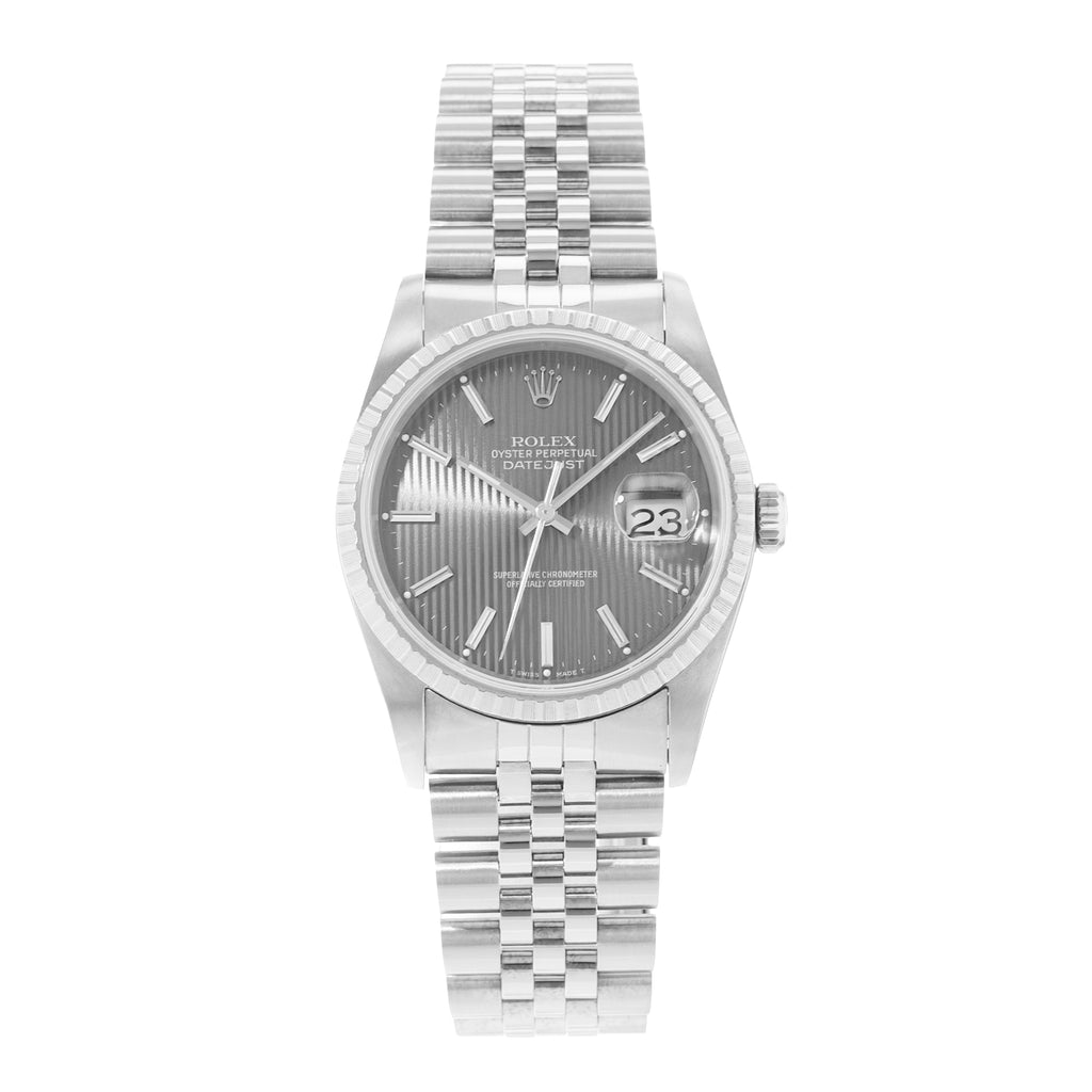 Rolex Datejust 36 16220 Silver Dial Steel Jubilee Bracelet Mens Watch w/ Papers 1989