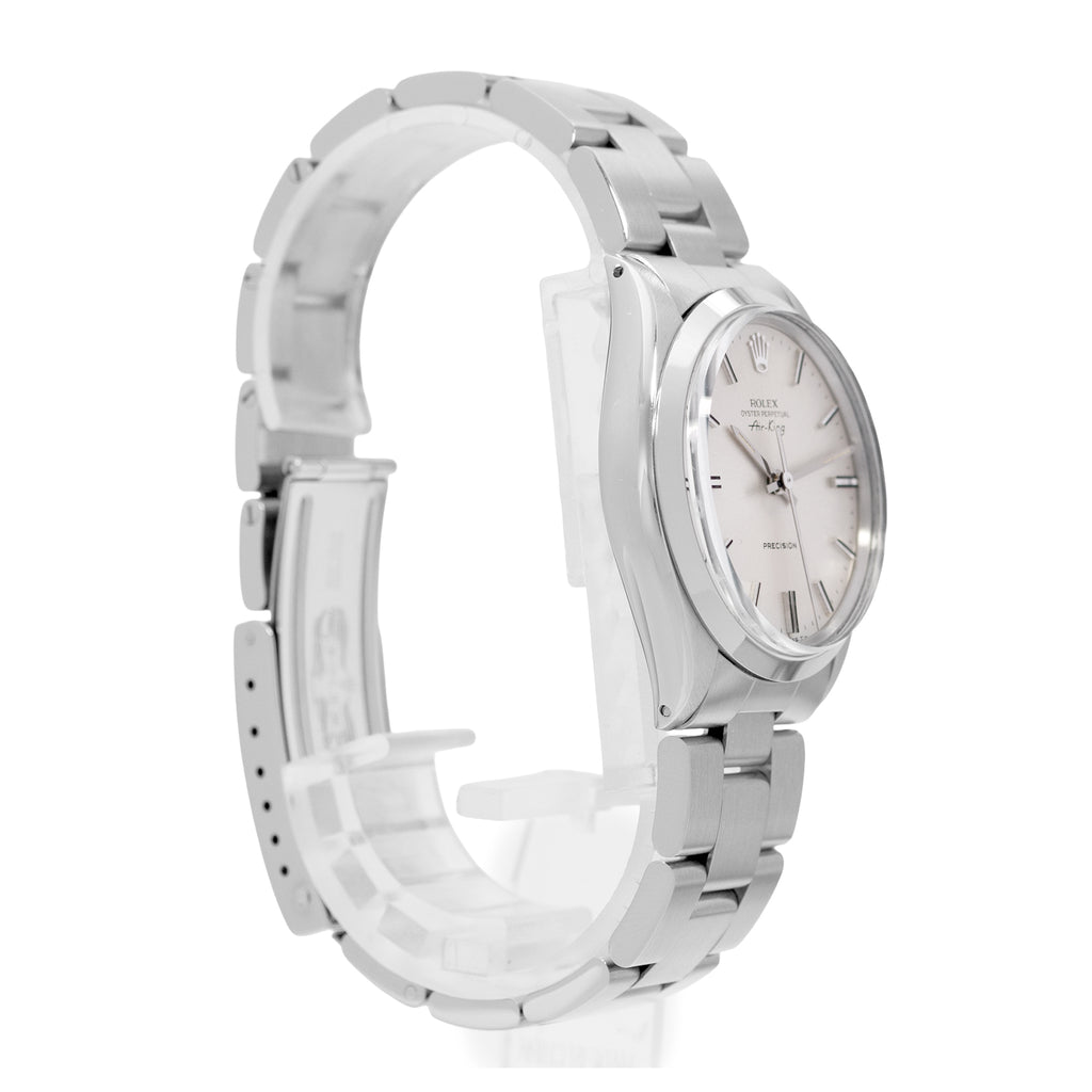 Rolex Air King 34 Ref. 5500 Silver Index Dial Steel Oyster Bracelet Mens Watch Circa 1974