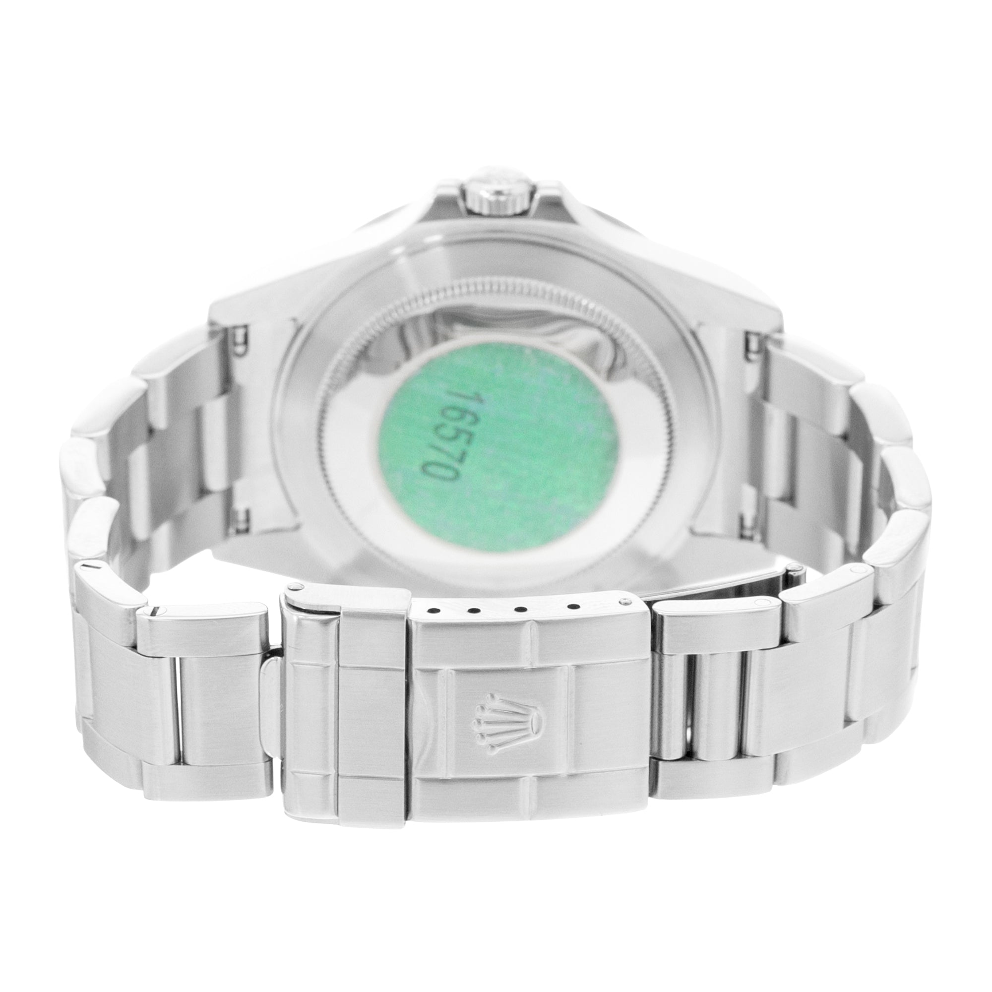 Silver watch with a visible brand logo on a white background