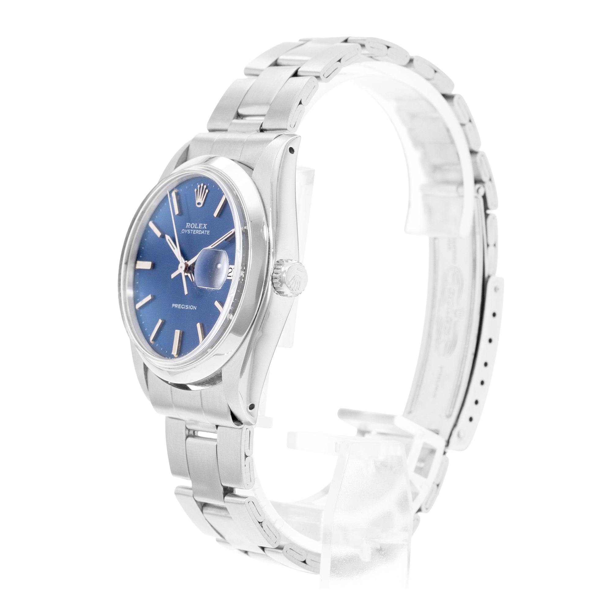 Rolex Oyster Precision Ref. 6694 Blue Index Dial Steel Oyster Bracelet Mens Watch Circa 1974