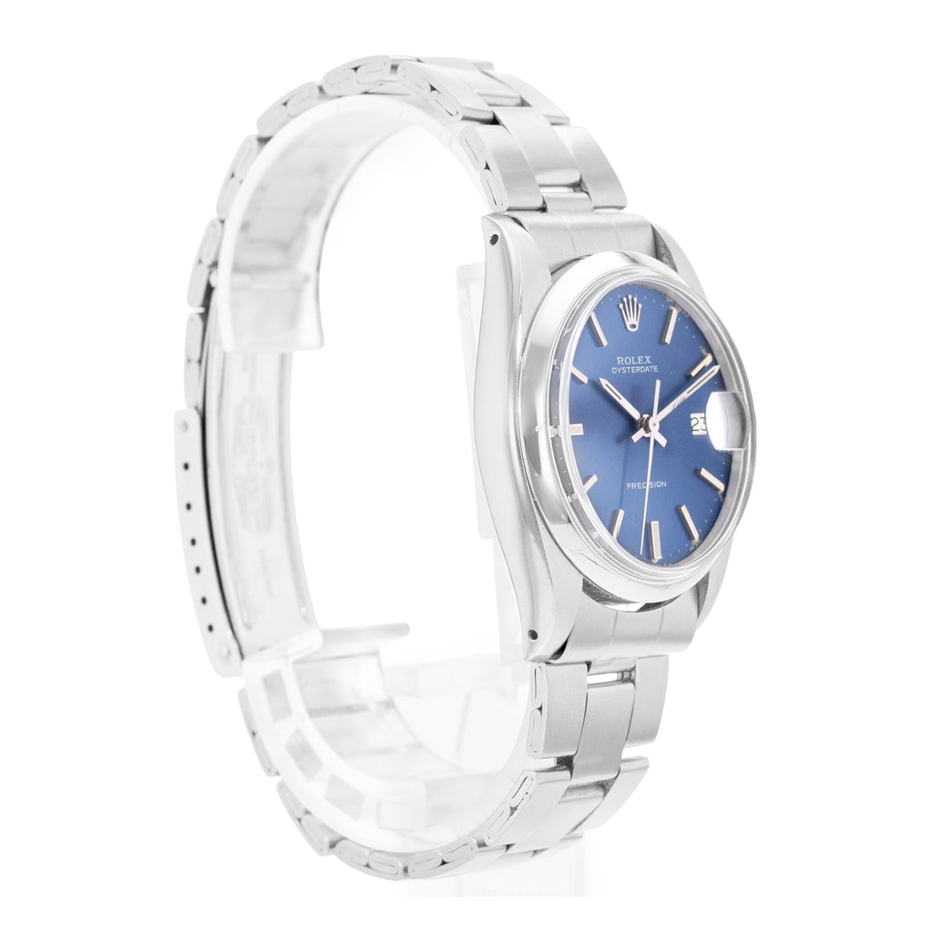 Rolex Oyster Precision Ref. 6694 Blue Index Dial Steel Oyster Bracelet Mens Watch Circa 1974