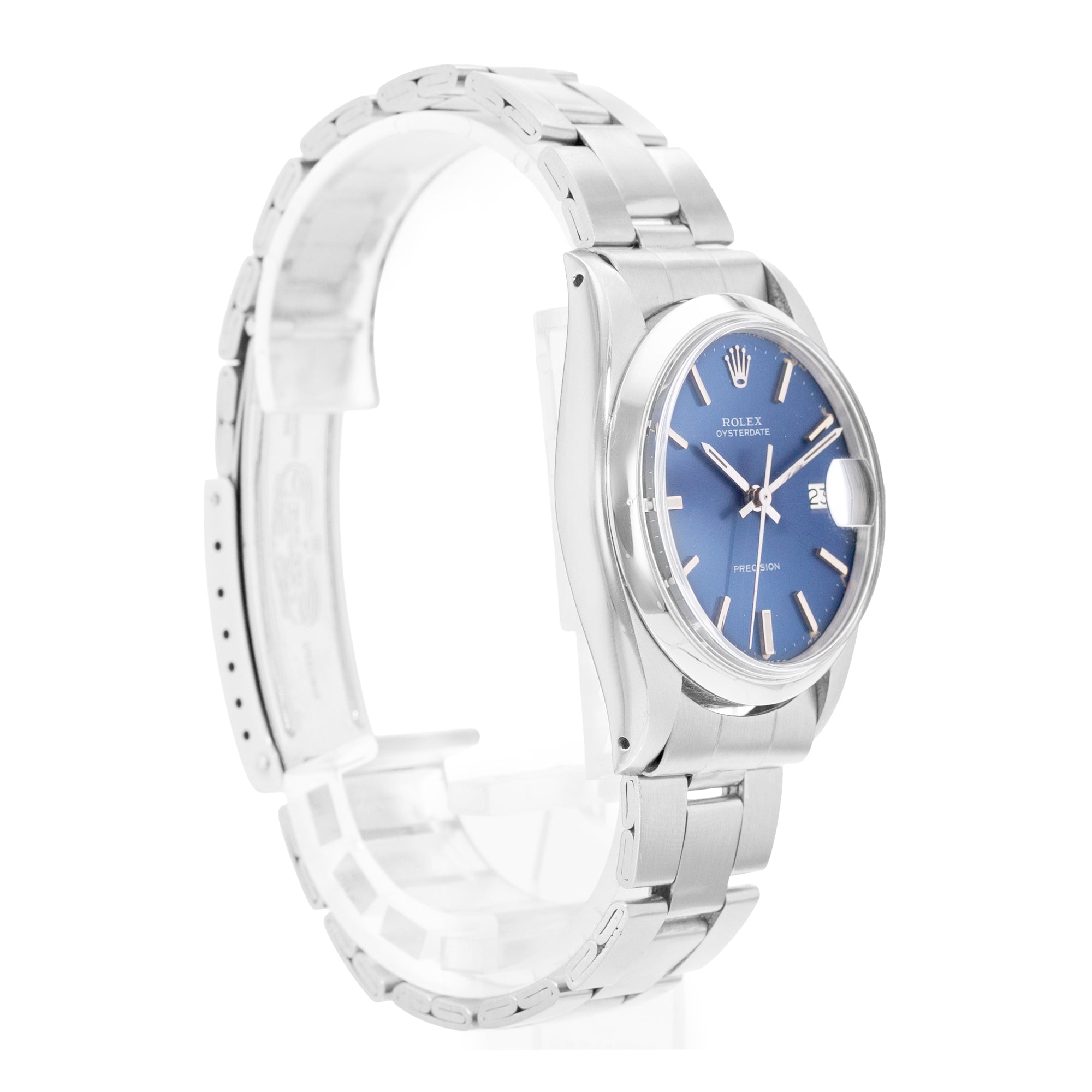 Rolex Oyster Precision Ref. 6694 Blue Index Dial Steel Oyster Bracelet Mens Watch Circa 1974