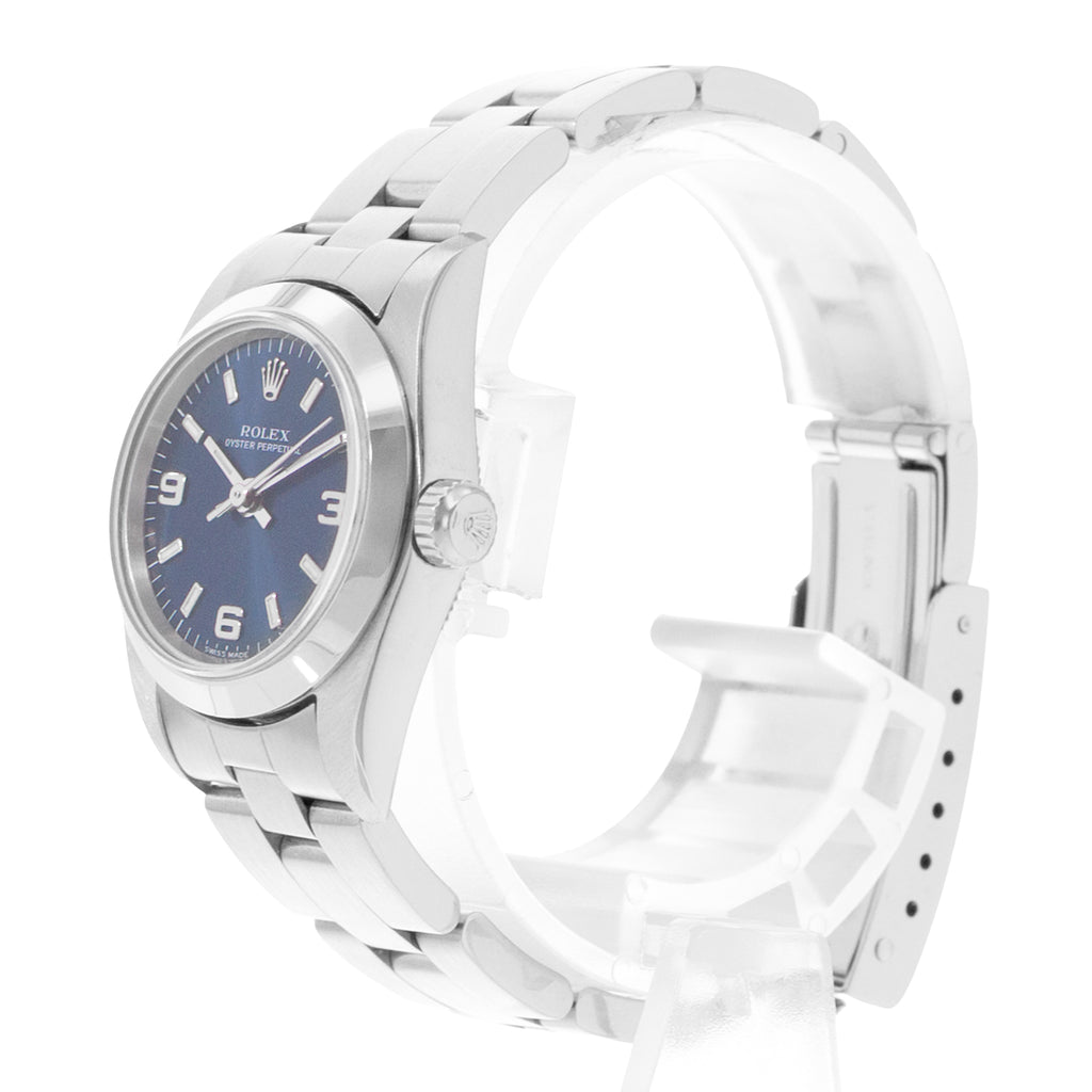 Rolex Oyster Perpetual 24 Ref. 76080 Blue Arabic Dial Steel Oyster Bracelet Ladies Watch Circa 1999