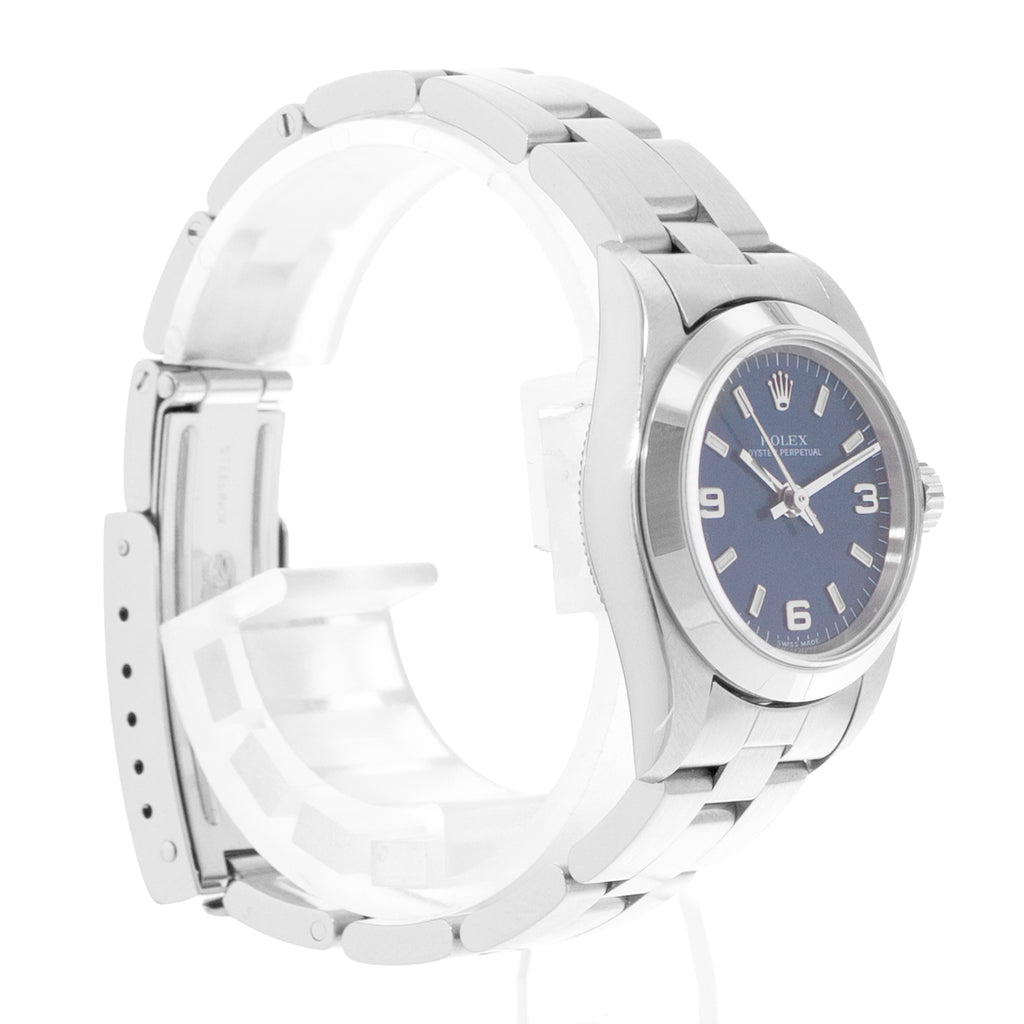 Rolex Oyster Perpetual 24 Ref. 76080 Blue Arabic Dial Steel Oyster Bracelet Ladies Watch Circa 1999