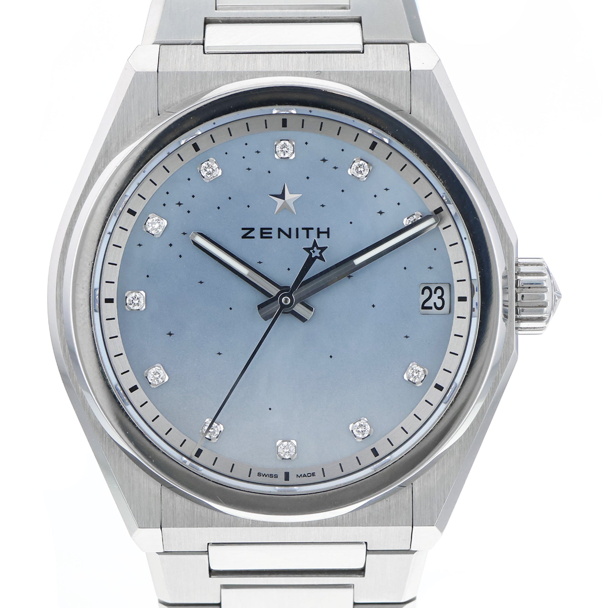 Zenith Defy 03.9200.670/03 36mm Steel Midnight Diamond MOP Dial Watch Box Papers 2023